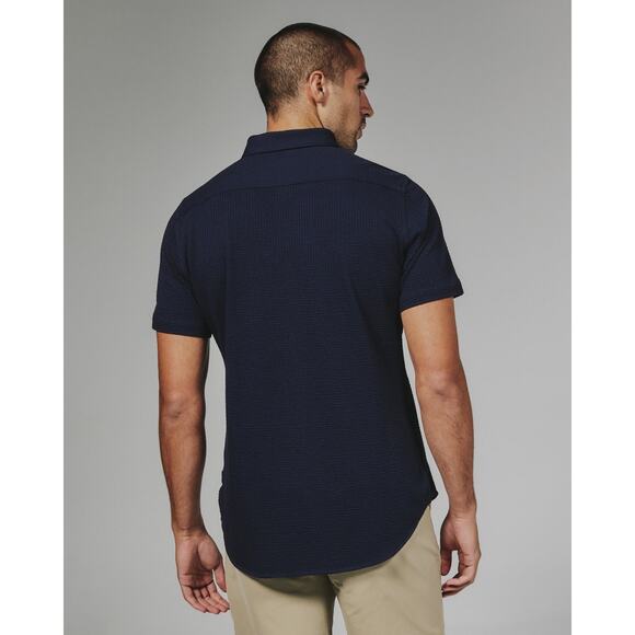 7 Diamonds 4 Way Stretch Shirt Mens XXL Navy Button Up Short Sleeve Bennet NWT - Picture 4 of 8